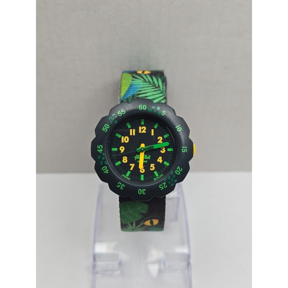 Flik Flak by Swatch Eye See U Kids Watch Green Animal Jungle Swiss New Battery
